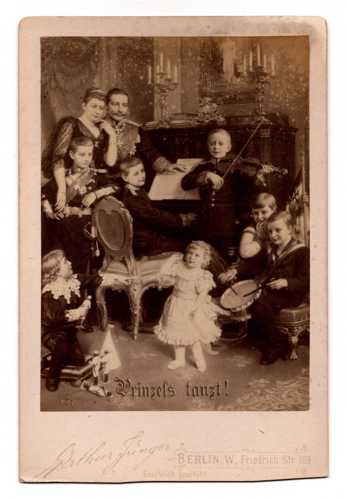 C. 1890s CABINET CARD ARTHUR FINGER WILHELM II FAMILY LAST GERMAN EMPEROR BERLIN