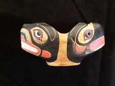 CLASSIC NORTHWEST COAST DESIGN WOLF & RAVEN EFFIGY CEREMONIAL BOWL WY-1124*08606