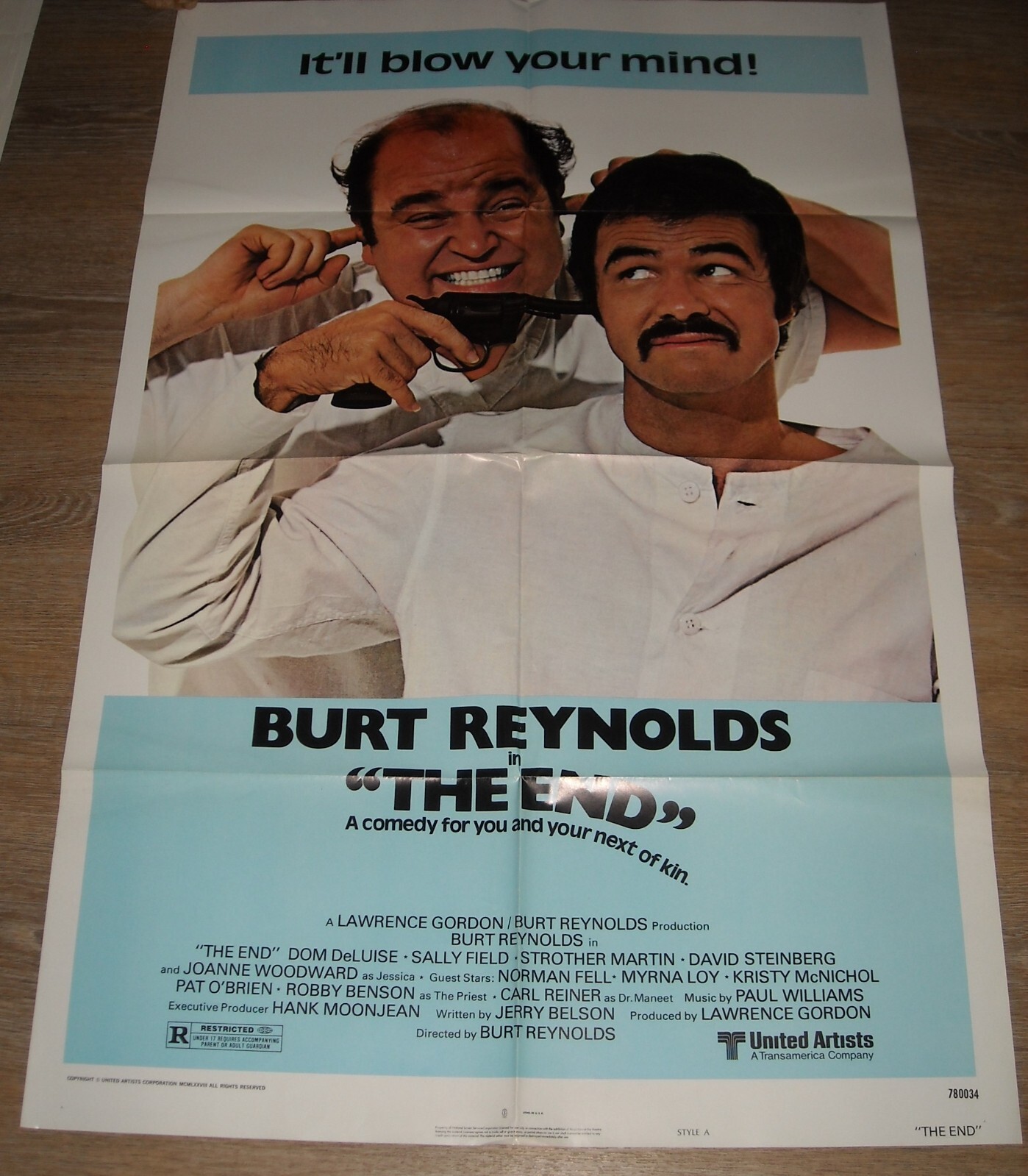 1978 THE END 1 SHEET MOVIE POSTER BURT REYNOLDS DOM DeLUISE SALLY FIELD