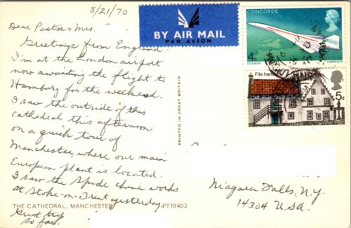 Postcard Manchester England - The Cathedral - Posted 1970 - Picture 2 of 2
