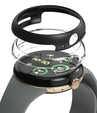 Slim Case for Smartwatch 2-Pack Anti-Yellowing Clear and Matte Black 45mm