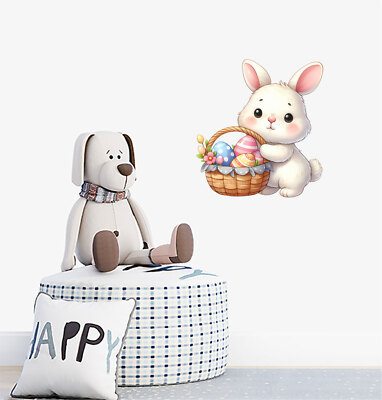 Wandbild Osterhase Hase Ei Blume bunt Van Vinyl Aufkleber Abziehbilder a8750