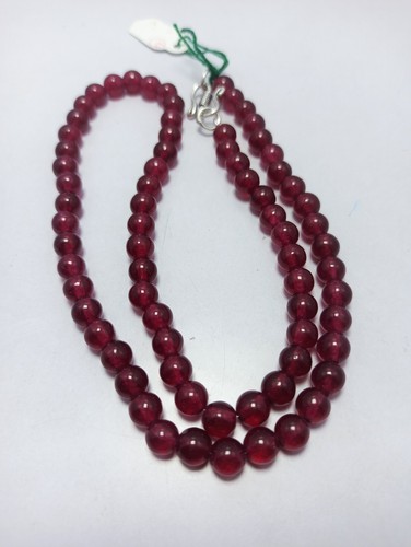 Ruby Dyed Round Beads 21" 8 mm 925 Silver Plated Lock Necklace Gemstone - Picture 8 of 14