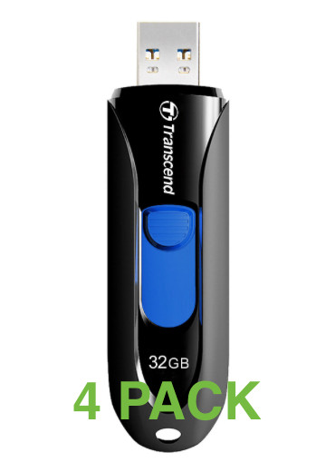 Pack of 4 Transcend 32 GB JetFlash 3.1 USB Memory Flash Thumb Storage Drives.