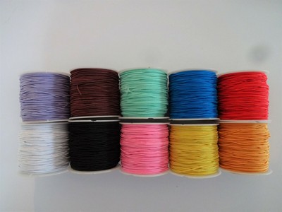 Elastikband, Gummikordel, Gummiband 1mm dünn, 25m Rolle, bunte Farben