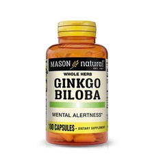 Mason Natural Ginkgo Biloba - Mental Alertness, Optimal Brain Function, 180 Caps