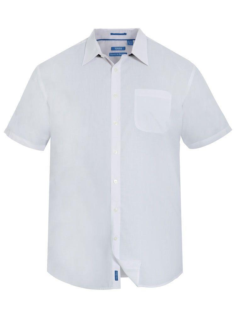 D555 Hombre Talla Grande Manga Corta Clásico Fit Camisa (Blanco) Delmar
