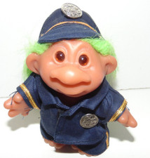 Vintage 1986 Thomas DAM Policeman Norfin Troll 5" Doll pastel green Hair rare