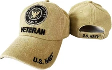 US Navy VETERAN KHAKI SUBDUED Emblem Military HAT CAP OFFICIALLY LICENSED