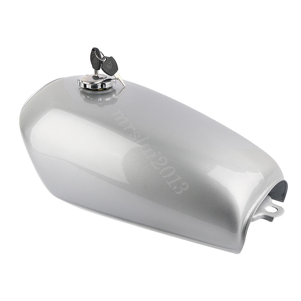 Silver Motorcycle Vintage 9L / 2.4Gal Fuel Tank & Tap For Honda CG125 Cafe Racer - Imagem 2 de 4
