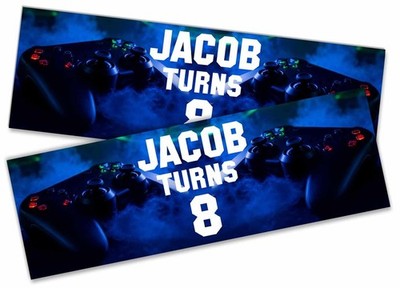 Personalised Gaming Birthday Banner Any Name Age Team - Custom Kids Party 35