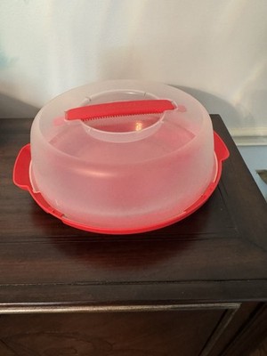 Pyrex Red Pie Carrier Keeper w Glass Pie Plate 12  Vintage Potluck Tote