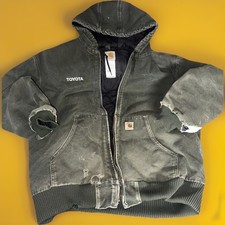 Y2K Carhartt J130 MOS Quilted Jacket Moss Green Distressed Grunge Faded Worn In