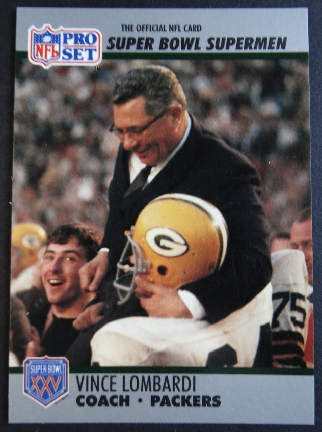 1990-91 Pro Set #28 Vince Lombardi Green Bay Packers Super Bowl Supermen Card