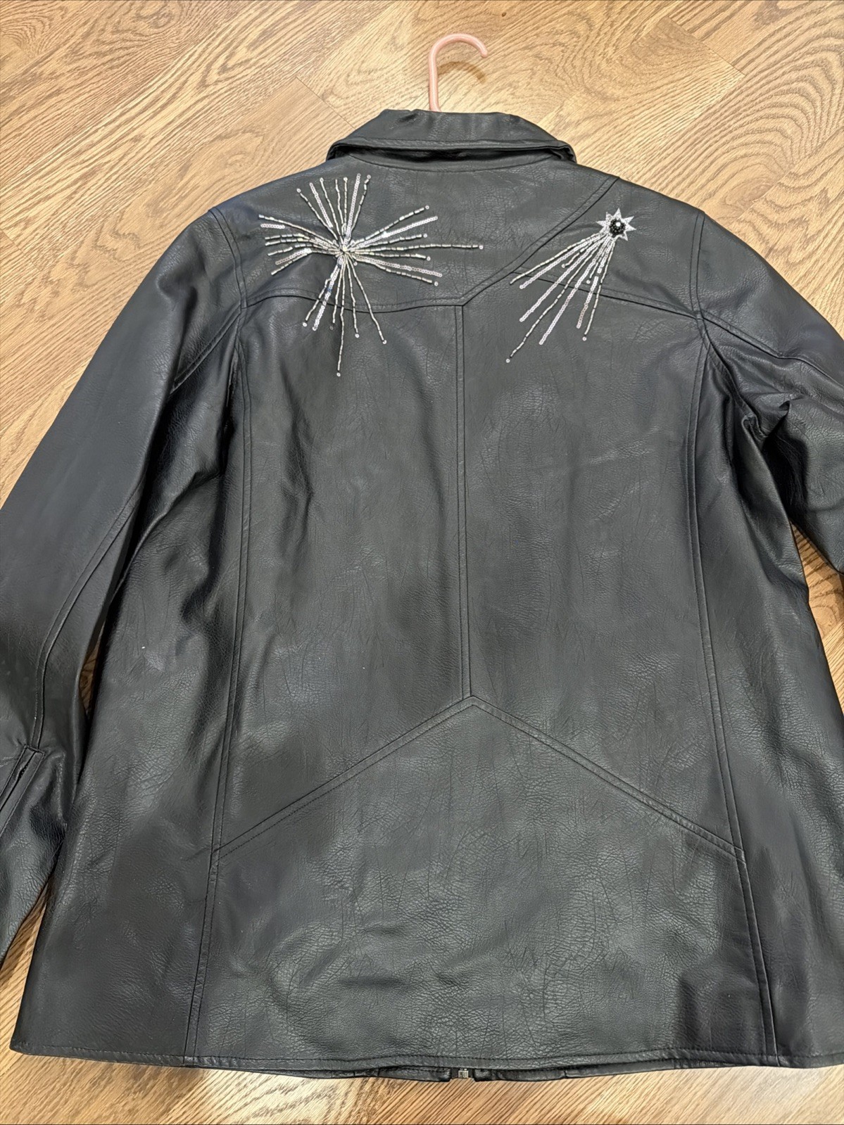 Ameri-Mode Black Faux Leather Rhinestone Starburs… - image 7