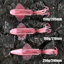 1pcs Big Game Soft Luminous Squid Jig Tuna Fishing Lures Deep Sea Bait 150g-250g