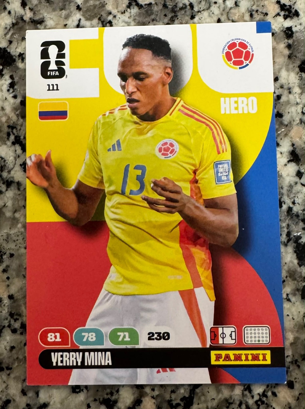 #111 Yerry Mina - Panini FIFA WC Adrenalyn 2026 - Columbia