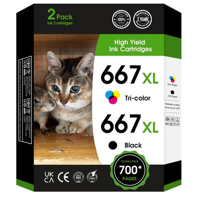 #ad 667XL 667 XL Black and Color Replacement for HP 667 XL 667 Ink Cartridges for $68.81