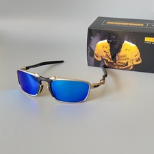Oakley Badman Metal Silver Frame Polarized Blue iridium Lens Sunglasses