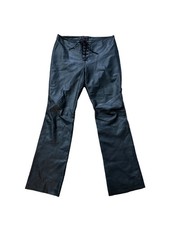 Vintage Rare Black Ralph Lauren Woman s Leather Pants Size 10 Lace Up Detail