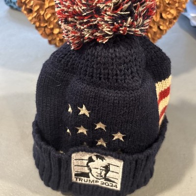 CC Style & Fashion Thick Warm American Flag Patriotic Knit Cap Pom Pom Hat Trump
