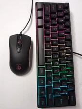 Wired 61 Keys Gaming Compact Keyboard Mouse Combo Rainbow RGB Backlit PC 