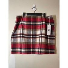 Red Plaid Mini Skirt High Waisted A-Line 2XL NWT