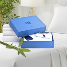 Kickoff Viscose Bamboo Sheets Queen Size 4-pc 100 Organic Bamboo Viscose Bed...