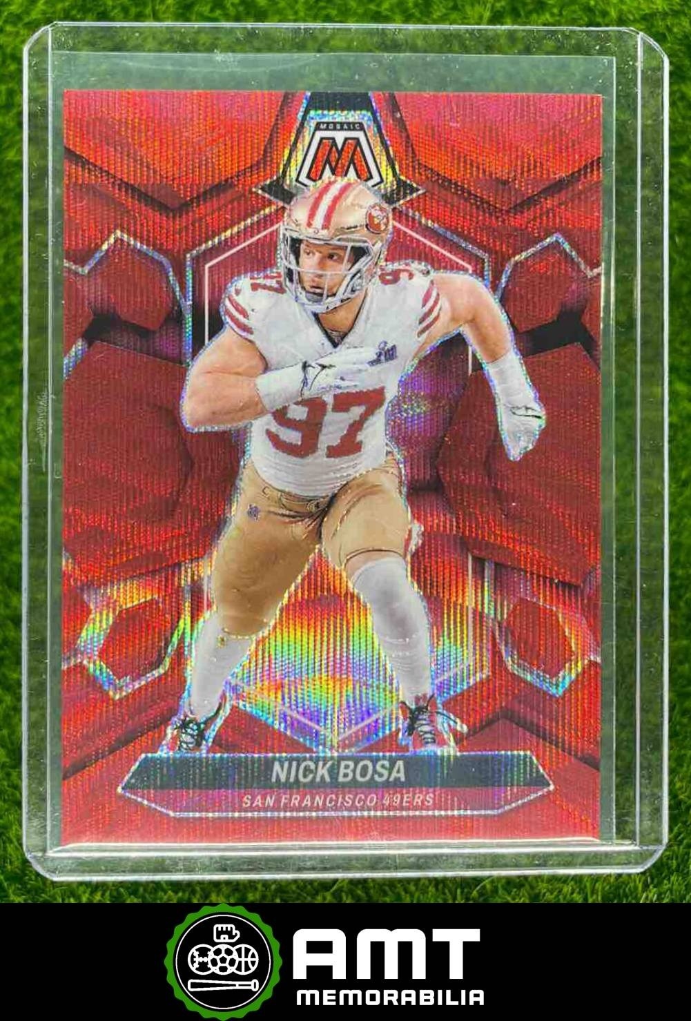 Nick Bosa 2024 Panini Mosaic Red Wave Prizm 9/9 San Francisco 49ers #195