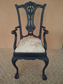 Cast Iron Antique Style Victorian Doll Chair W/ Ball Claw Feet 17.5”
