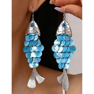 Authentic 2pcs 3D Movable Fish Earrings, Gold Plated Fish Dangle Earrings