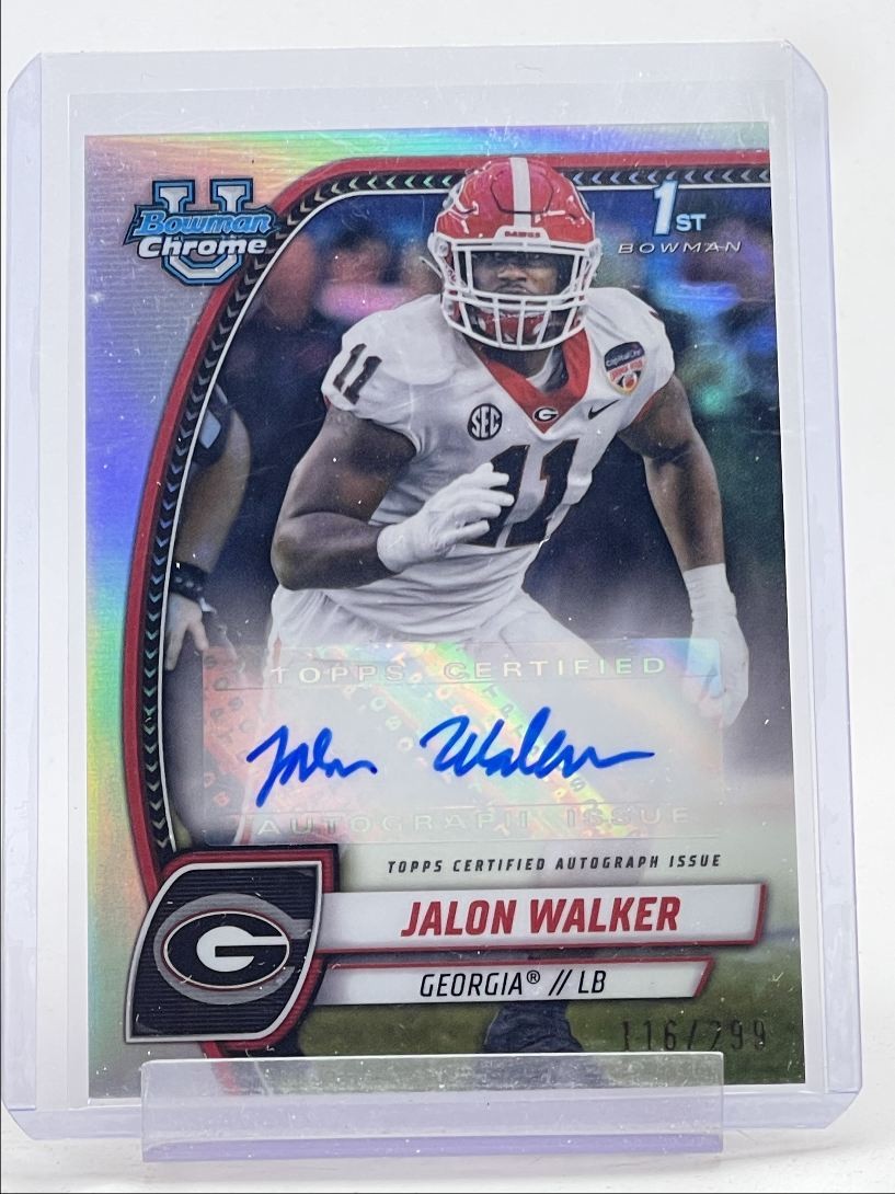 JALON WALKER 2024 BOWMAN UNIVERSITY CHROME 1ST REFRACTOR AUTO /299 Q3562