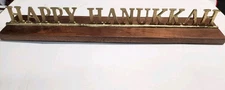 Threshold Happy Hanukkah Mantel Decor, 22" Wood Base, NIB, SHIPS FREE