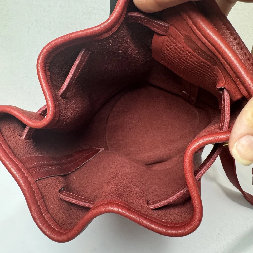 COACH Vintage Bixby Sling Shoulder Bag #B6D-9984 Red Leather Drawstring Barrel - Image 2 of 4