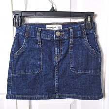 Abercrombie Kids Girls Dark Wash Denim Mini Skirt 5/6 Regular Jeans Preppy Blue