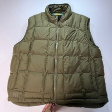 Vintage Cabela's 650 Goose Down Puffer Vest Men's Large Green Hunting Full Zip
