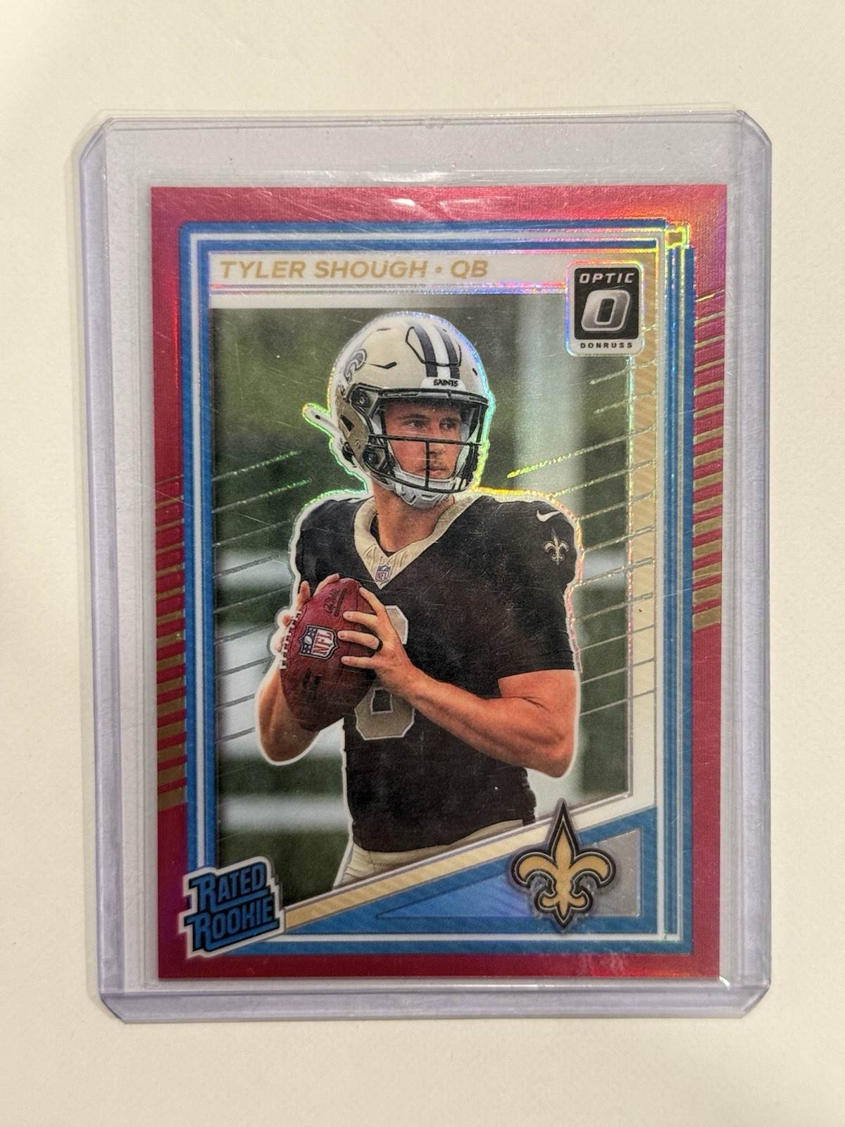 2025 Panini Donruss Optic - Rated Rookie Tyler Shough #223 Pink Prizm (RC) Saint