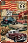 Vintage Racing Metal Sign, Retro Garage Tin Car 8x12 inches, ROUTE 66