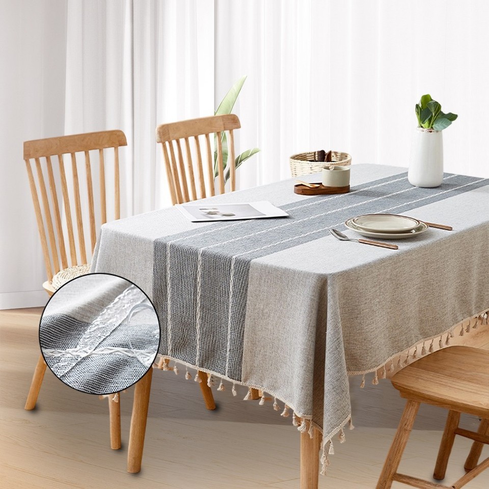 Tovaglia Quadrata NEWISHER In Lino E Cotone Ricamata – 106,7x106,7 Cm – Stile Rustico Jacquard Per Cucina E Sala Da Pranzo
