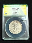 1935 S WALKING LIBERTY HALF DOLLAR ANACS EF 40 DETAILS CLEANED