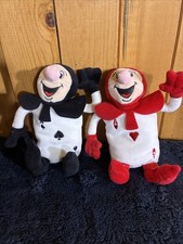 Alice In Wonderland Ace of Spades/Hearts Black  Red Card Bean Bag Plush Disney