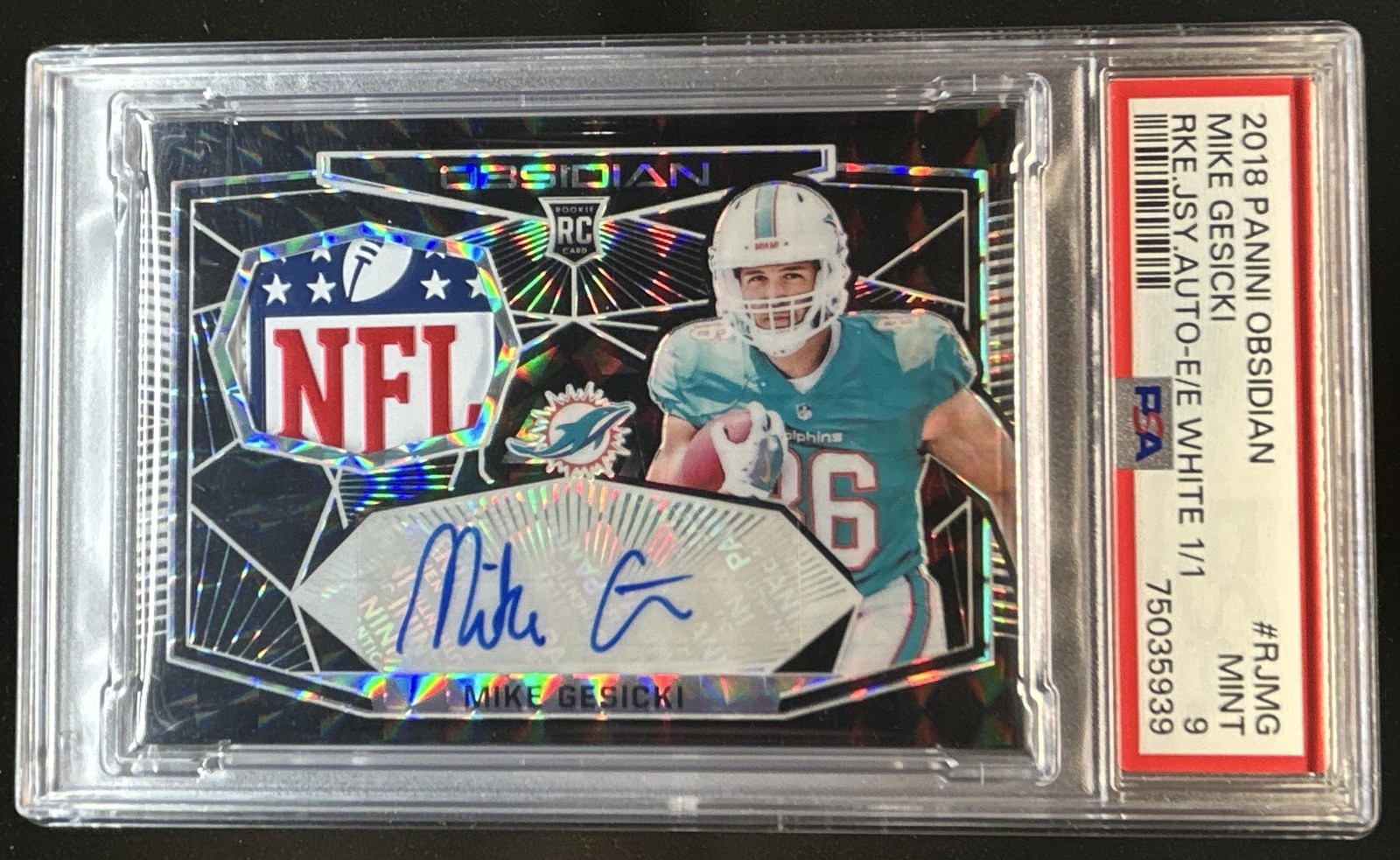 Mike Gesicki Panini Obsidian Rookie Jersey Autographs #RJMG White Electric Etch