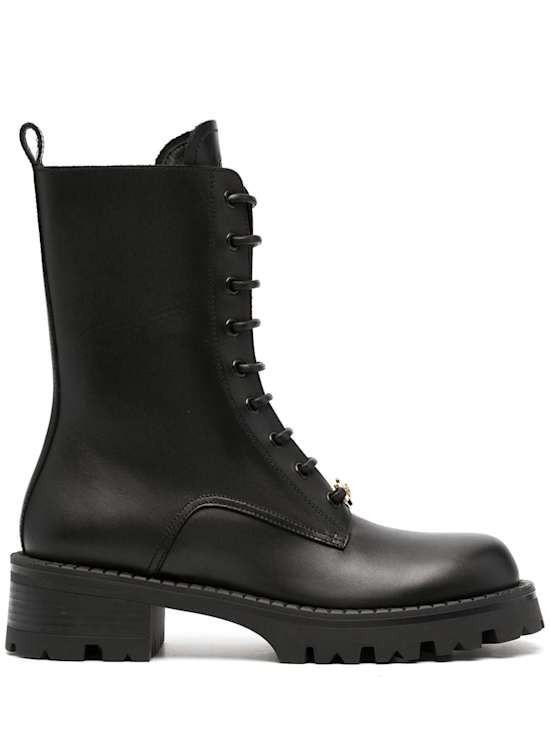Versace - Women - Leather lace-up boots - Black 233090₽