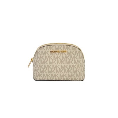 Michael Kors Jet Set Travel Medium Pouch Cosmetic Case Makeup Bag Vanilla