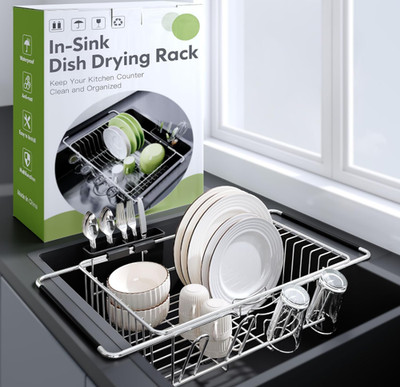 Escurridor Extensible sobre Fregadero Acero Inoxidable Ahorra Espacio Cocina