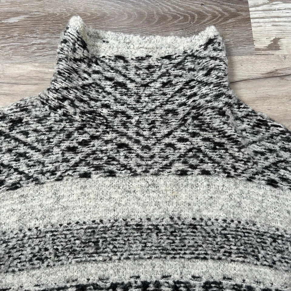 Moth Anthropologie Black White Knit Mock Neck Oversized Sweater S - Image 2 of 4