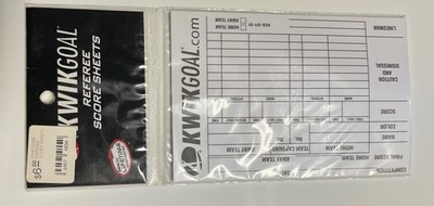 Kwik Goal Soccer Referee Wallet Score Sheets - Pad Of 25 Sheets - BRAND NEW!