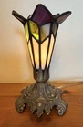 Vintage Pond Lily Stained Glass Accent Lamp - Tiffany Style 6 1/2” tall