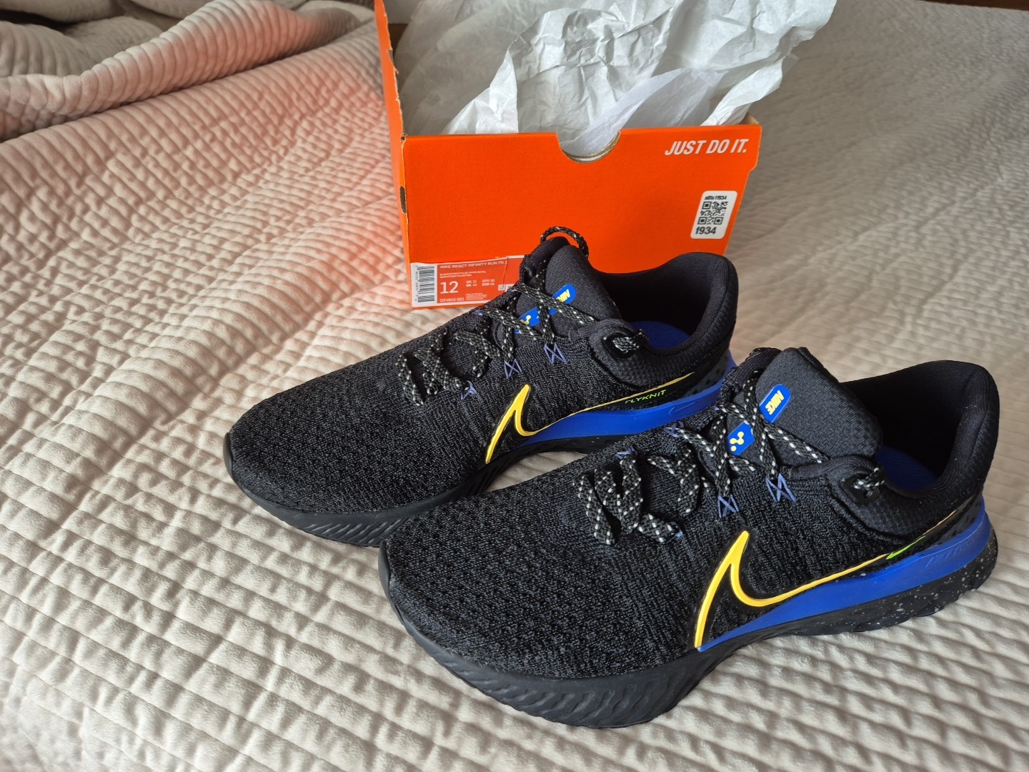 Nike React Infinity Run Fk 3 Men's Trainer Black/Citron Pulse Hyper Royal UK 11 image 2