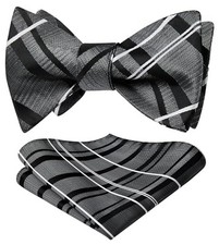 Bow Ties for Men Striped Bowties Men's Self Tie Bowtie 02-black Grey